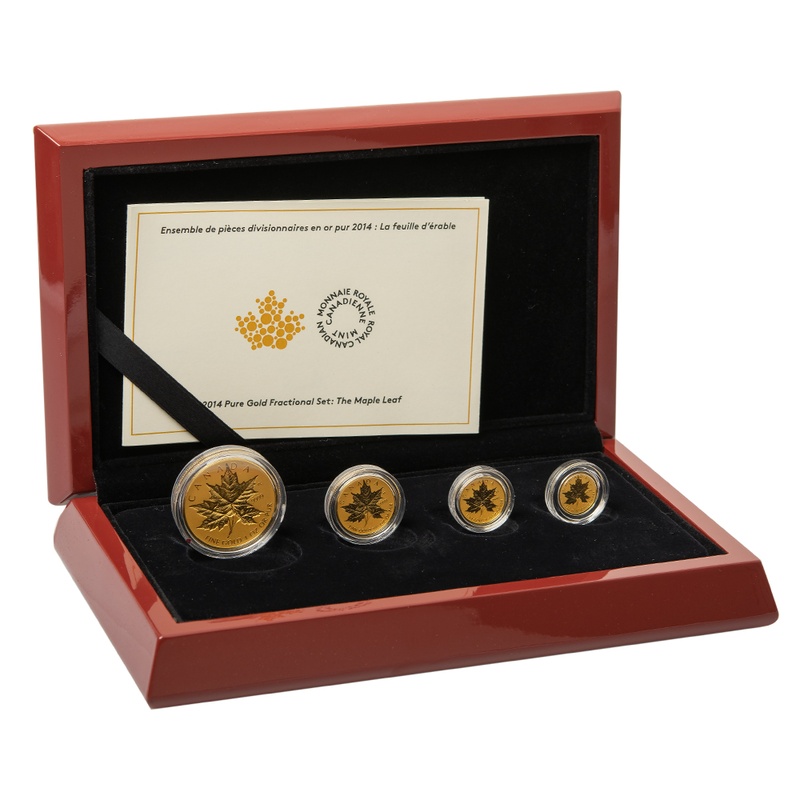 2014 Pure Gold Maple Leaf Fractional Set Boxed From 3 992