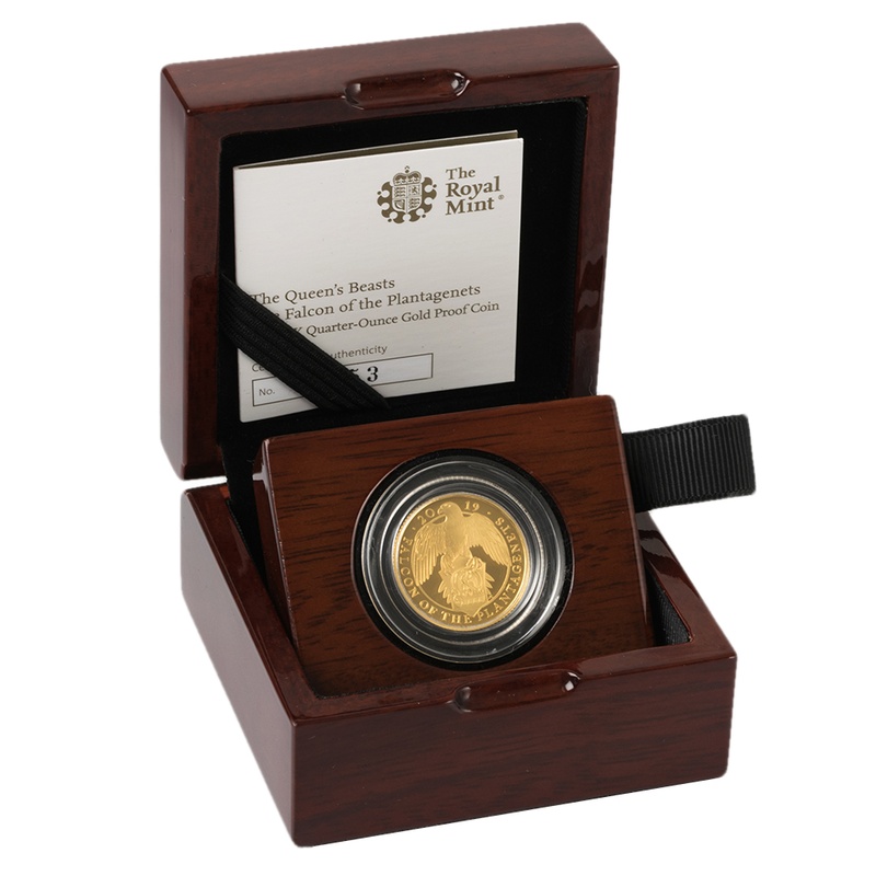 2019 1/4oz Proof Falcon of the Plantagenets Gold Coin Queen's Beasts ...