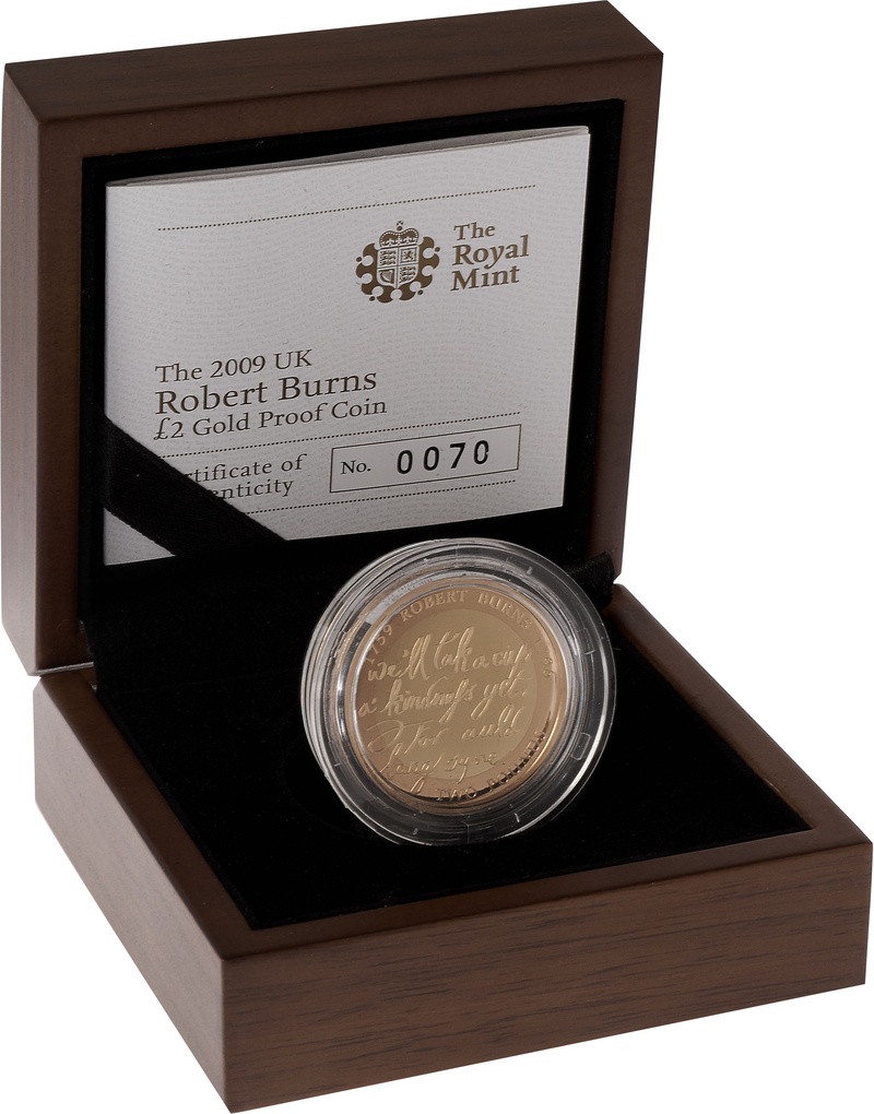 2009 Proof £2 Gold Coin Robert Burns Boxed - From £1,225 