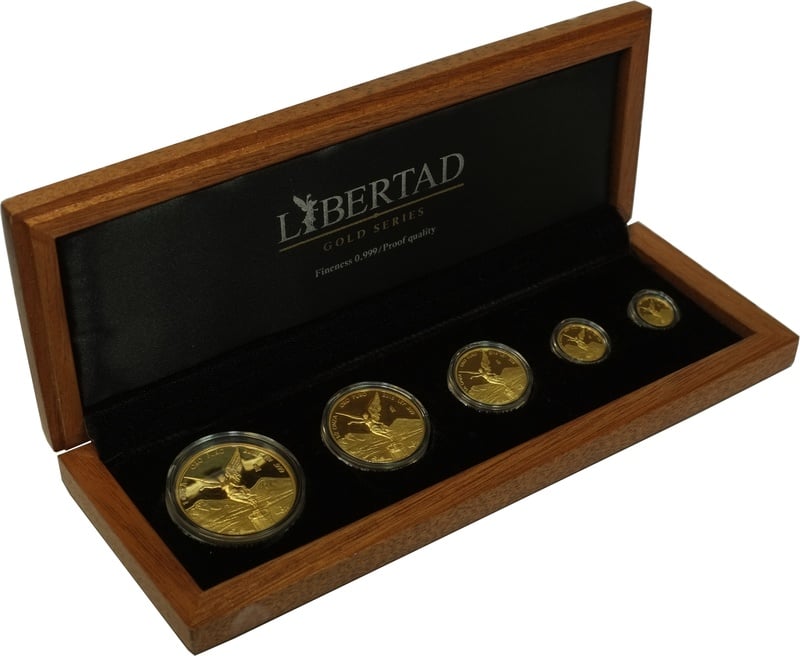 2015 Proof Mexican Libertad Gold Coin 5 Coin Set Boxed From