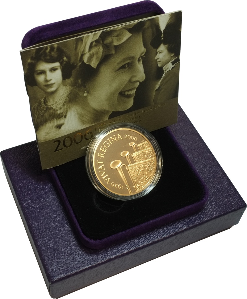 2006 - Gold £5 Proof Crown, Queen Elizabeth II 80th Birthday Boxed - £2,376