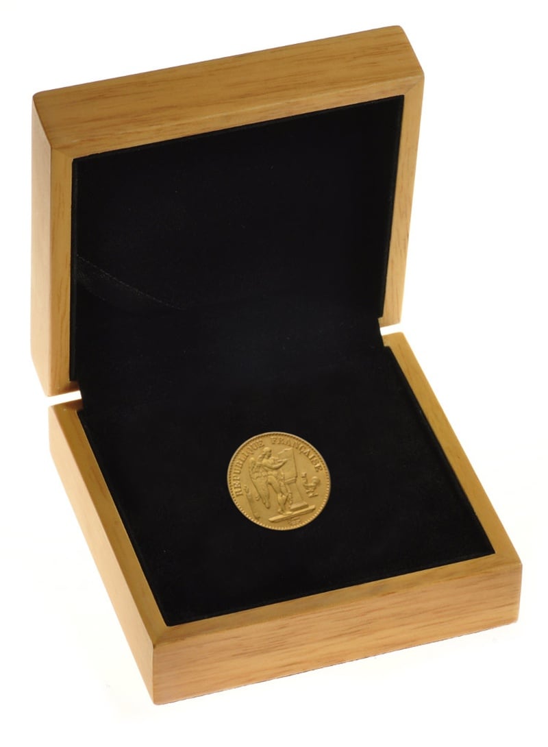 French 20 Francs Gold Coin Guardian Angel in Gift Box From