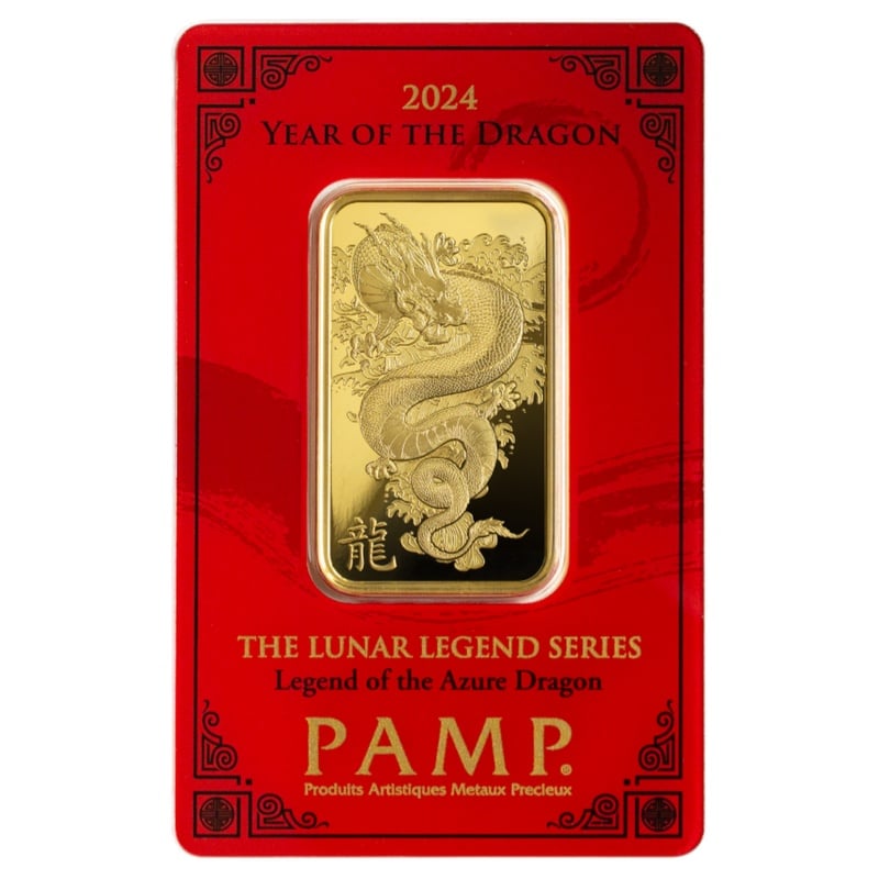 2024 PAMP Dragon 1oz Gold Bar BullionByPost From £1,683