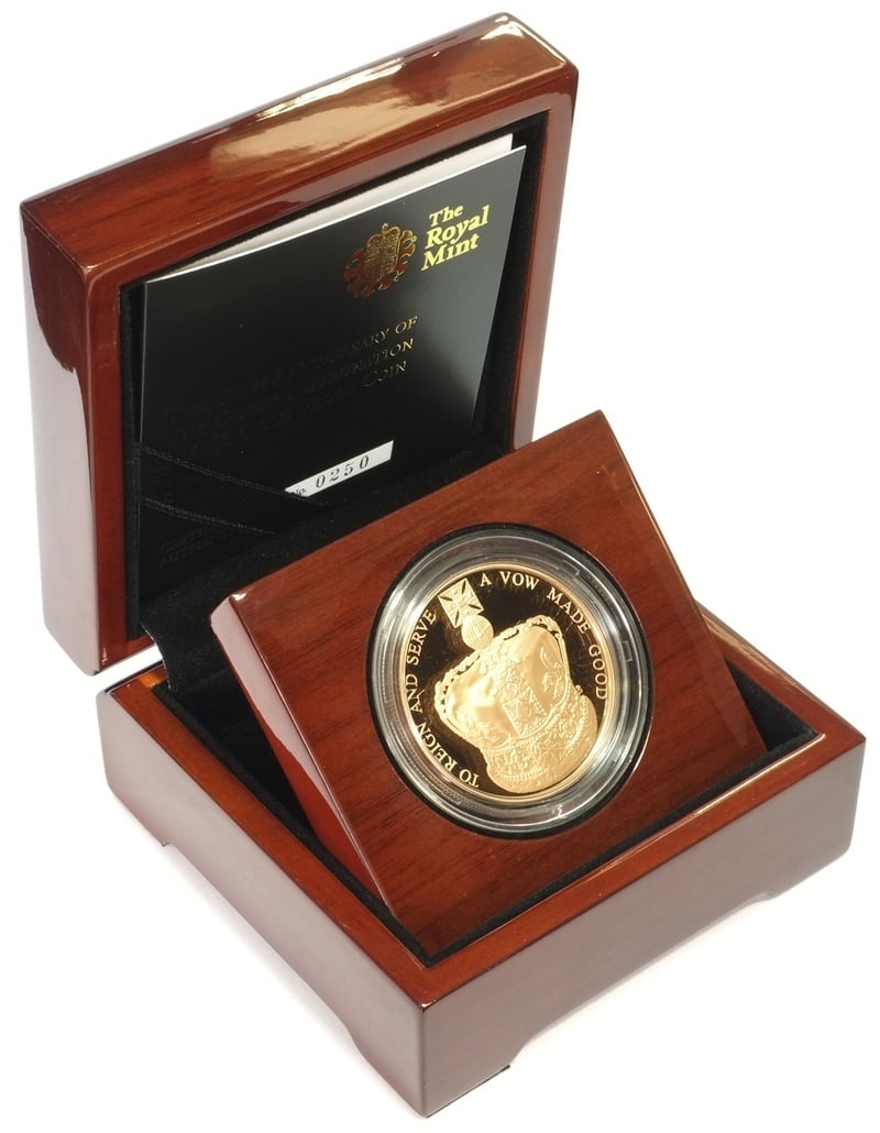 2013 Proof Gold Crown £5 Coin 60th Anniversary of the Queen's ...