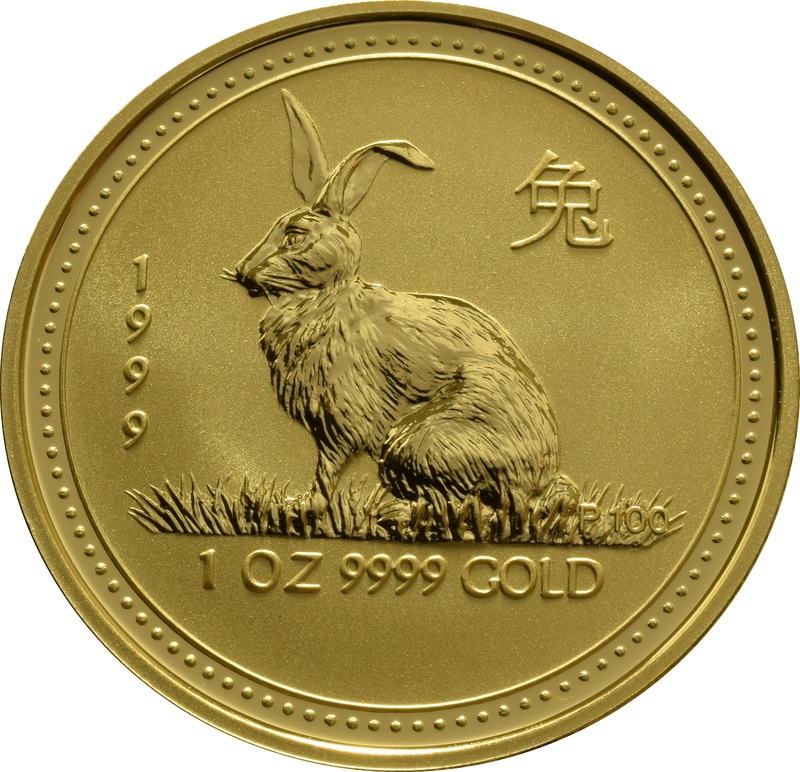 1999 Year of the Rabbit Gold Coin 1oz Perth Mint Australian Lunar ...