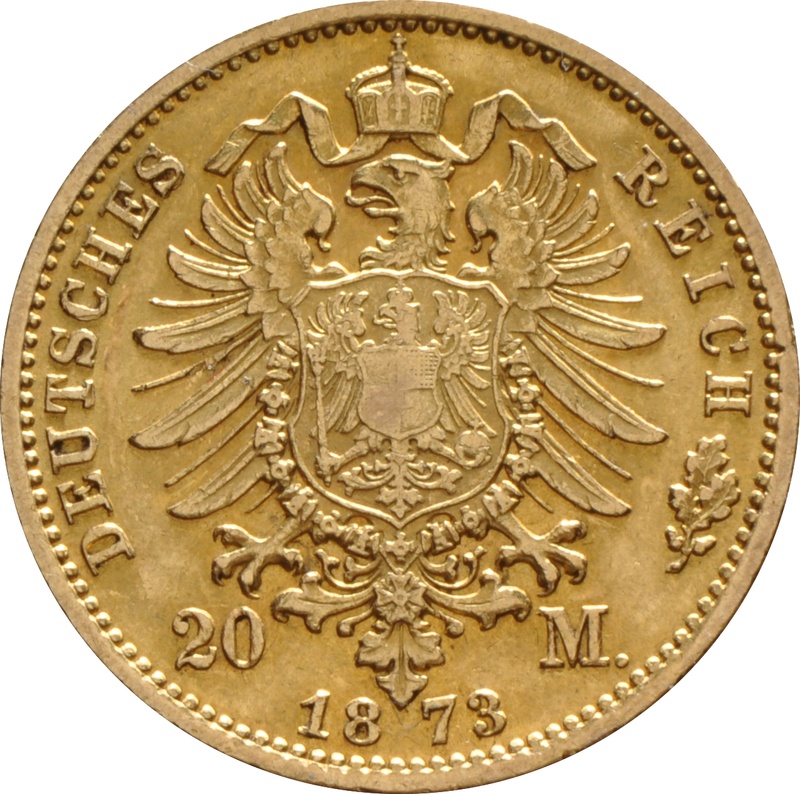 German 20 Mark Gold Coin Wilhelm I 1871 1888 From £51680 Bullionbypost